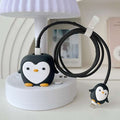Cute Penguin Silicone Charger Cover & Cable Protector Set Compatible with 18W/20W USB-C Power Adapter | 360° Charger Protection Case