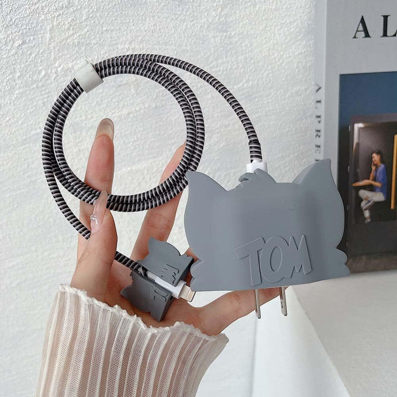 3D Tom Charger Cover for iPhone 18W/20W with Spiral Cable Protector