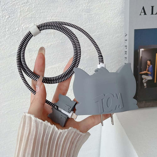 3D Tom Charger Cover for iPhone 18W/20W with Spiral Cable Protector