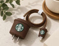 iPhone 18W & 20W Charger Protector with 3D Cute Starbucks Pattern and Wire Protector for Lightning Cable - Charger Protective Cover, Protection Sleeve, Cord Saver