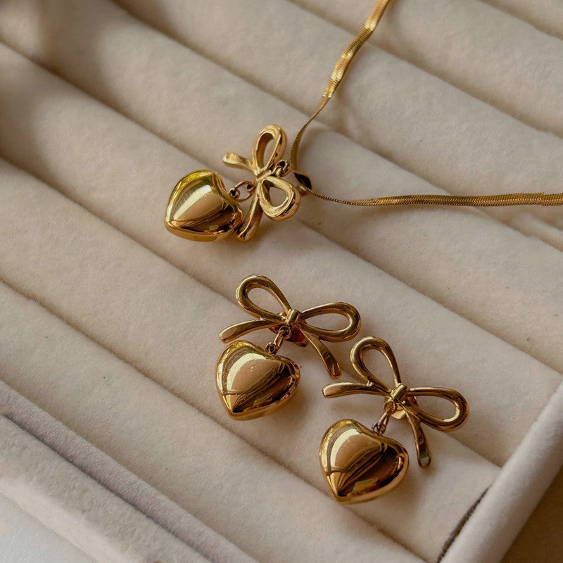 Anti Tarnish Bow heart Themed Jewellery Set