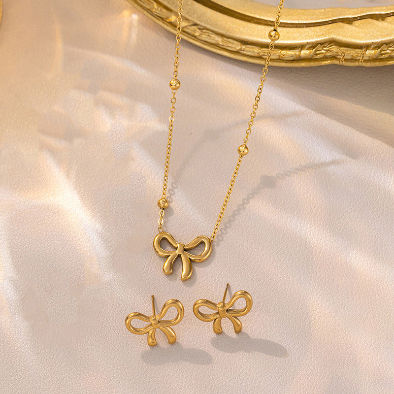 Anti Tarnish Bow Themed Jewellery Set