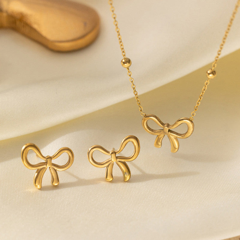 Anti Tarnish Bow Themed Jewellery Set