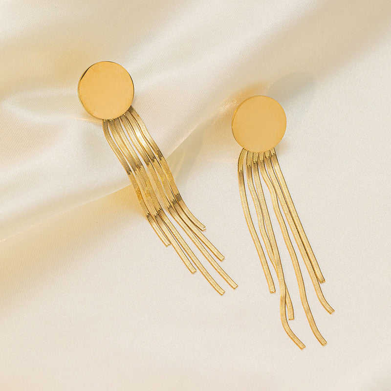 Anti Tarnish Geometric Statement Tassel Earrings For Women