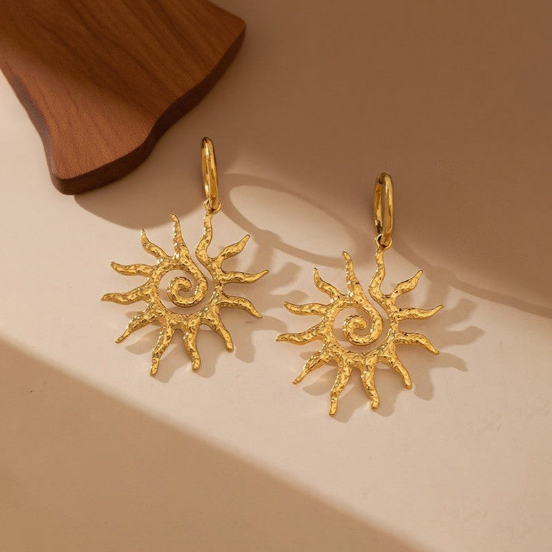 Anti Tarnish Sun Shaped Stud Earrings