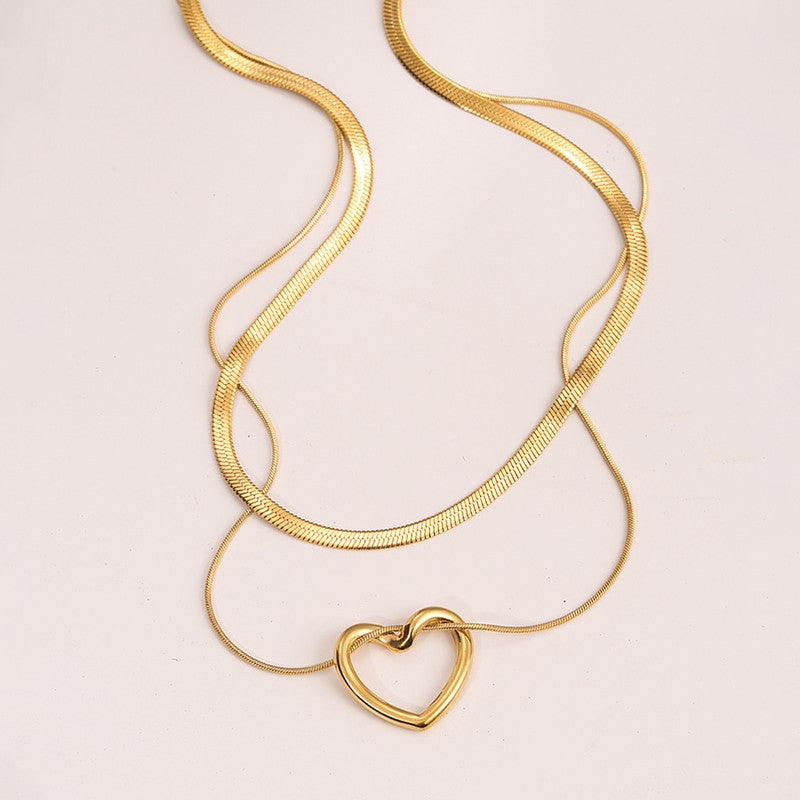 Anti Tarnish Heart Themed Layered Necklace