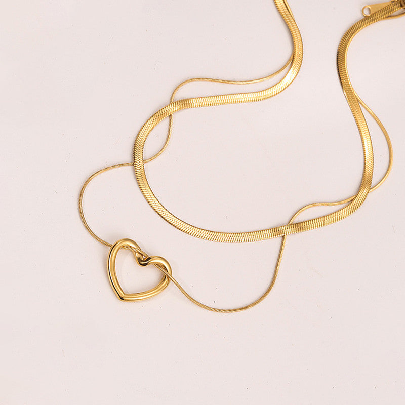 Anti Tarnish Heart Themed Layered Necklace