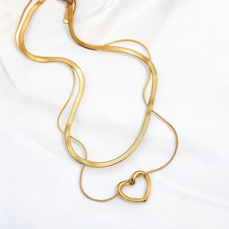 Anti Tarnish Heart Themed Layered Necklace