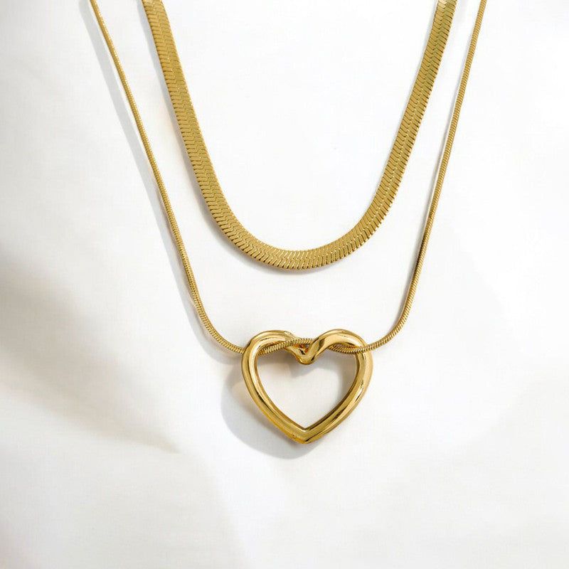 Anti Tarnish Heart Themed Layered Necklace