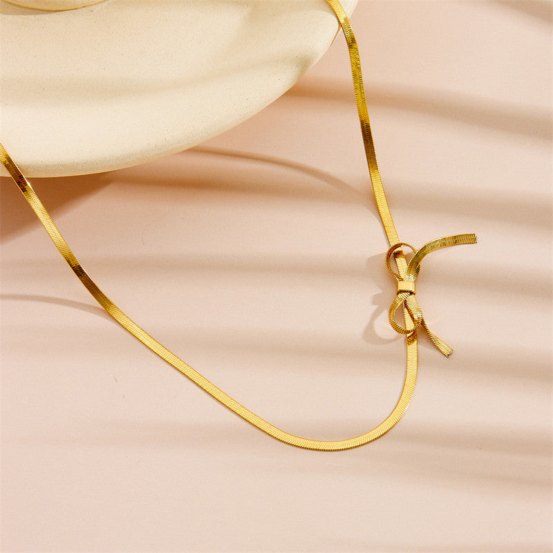 Anti Tarnish Infinity Bow Choker Necklace