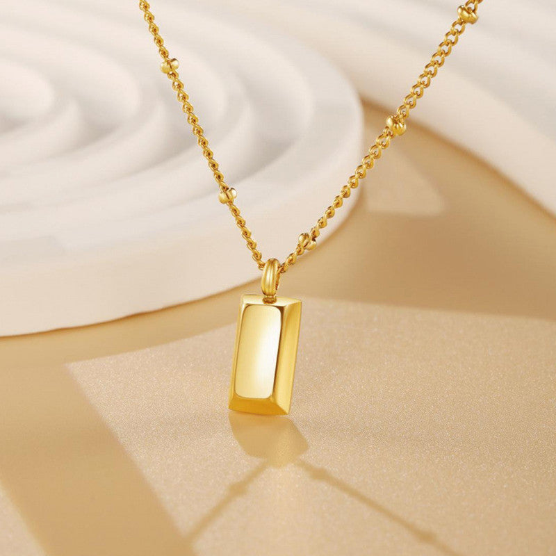 Anti Tarnish Stainless Steel Golden Rectangular Pendant
