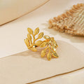 Anti Tarnish Stainless Steel Leaf Themed Adjustable Finger Ring