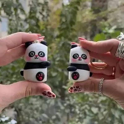 Cute Couple Panda Keychain Set