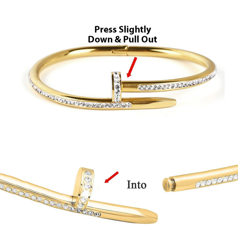 Anti Tarnish AD Studded Nail Bracelet For Women