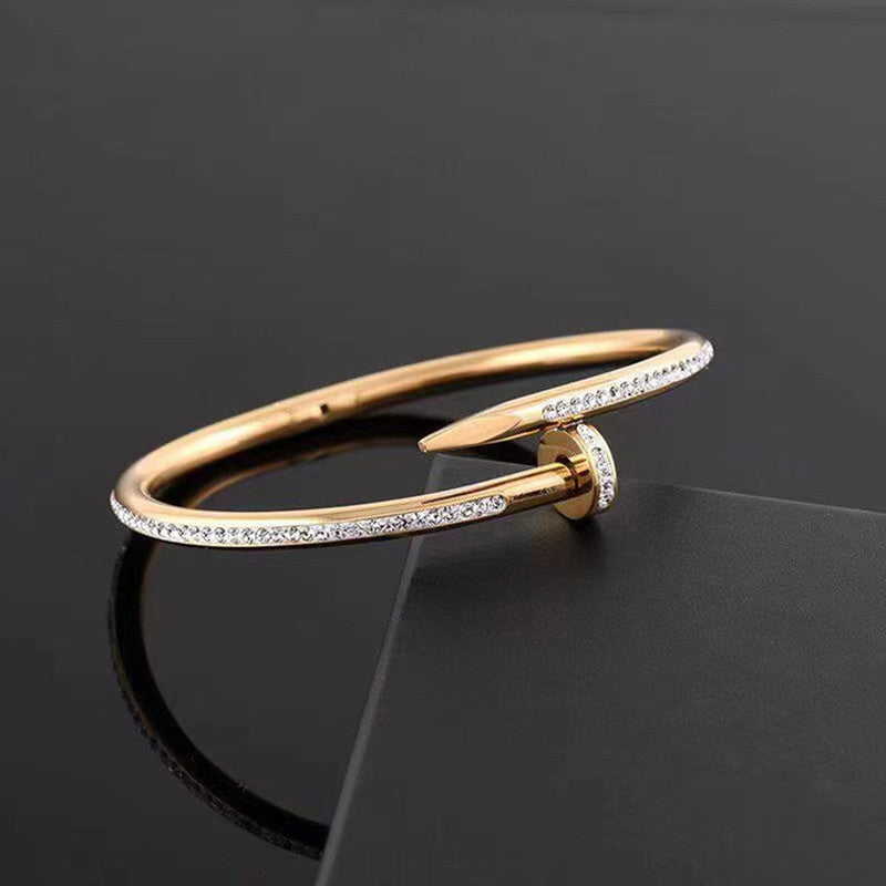 Anti Tarnish AD Studded Nail Bracelet For Women