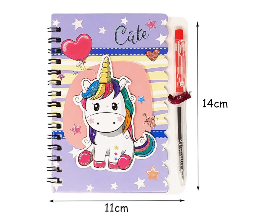 Unicorn mini Spiral Diary with Pen (Small)